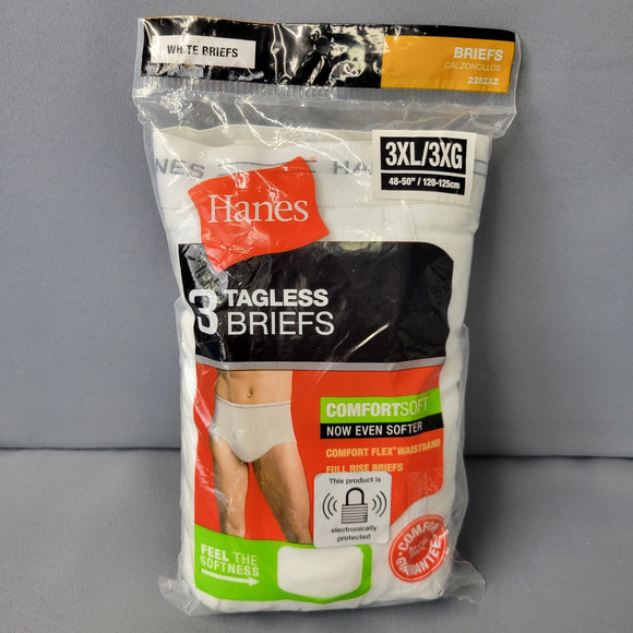Hanes Breifs Underwear Mens 3XL Tagless White 3 Pack Comfort Soft - Picture 1 of 10
